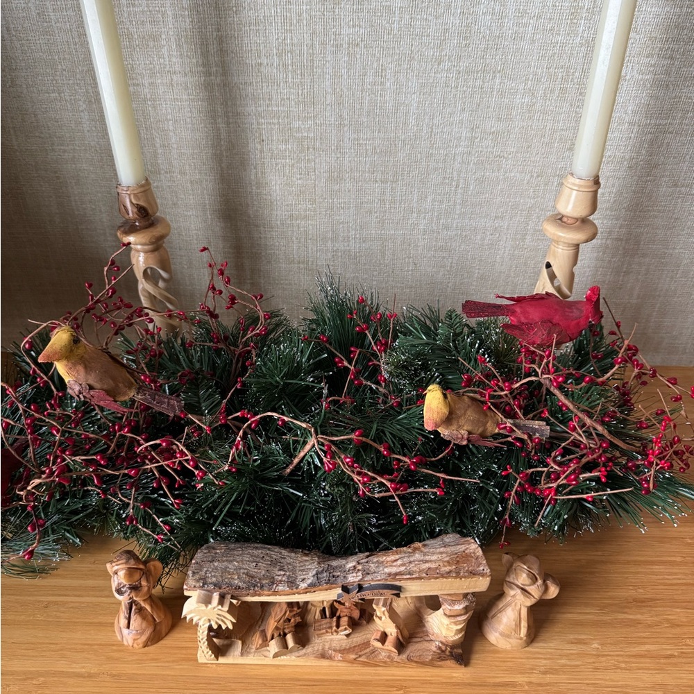 OLIVE WOOD Pair of Candle Stick - HandMade IN THE HOLY LAND JERUSALEM